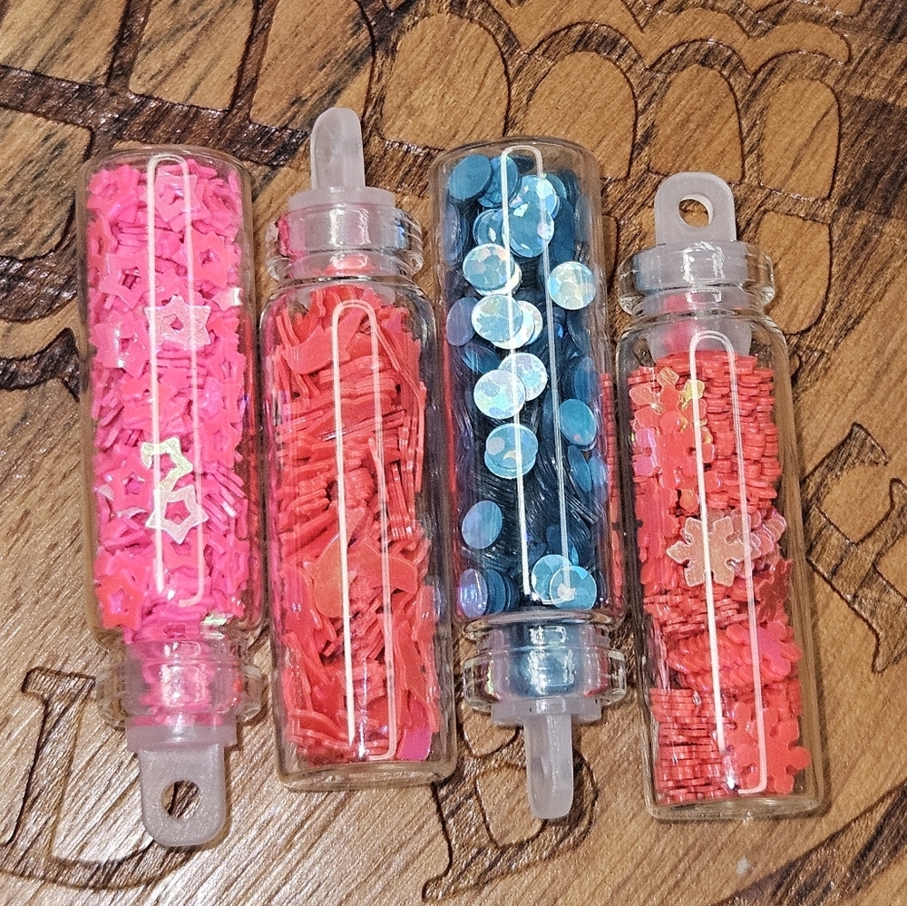 #30 Glass Bottle W/Colorful Craft Sequins